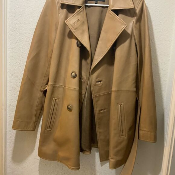 NWOT Massimo Dutti Tan 100% sheep Leather Blazer. Size S - Picture 2 of 10